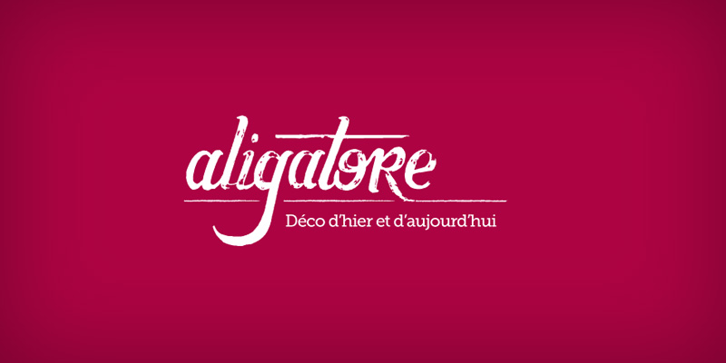 Création logo Aligatore, fond framboise