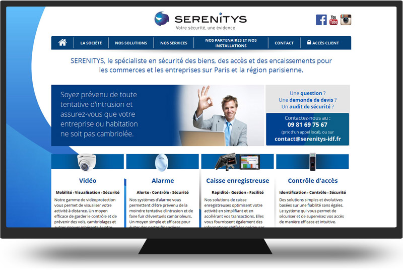 Page d'accueil du site internet Serenitys