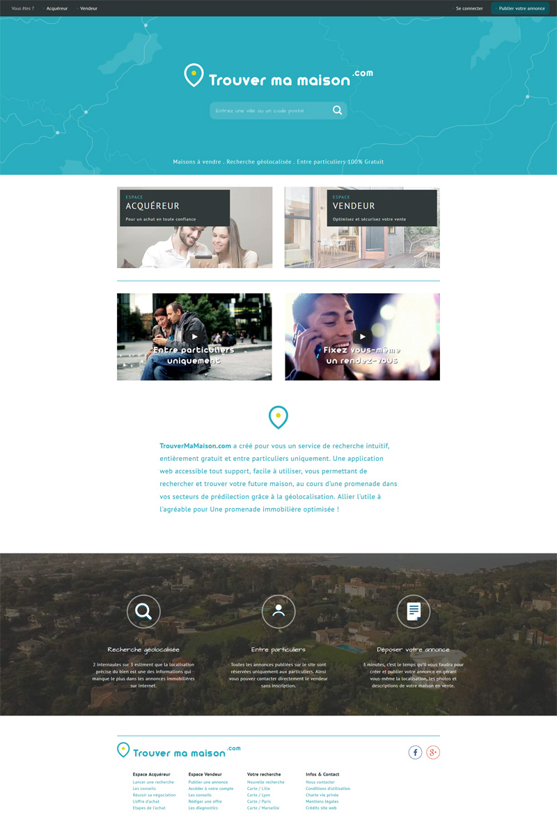 Page d'accueil du site internet trouvermamaison.com