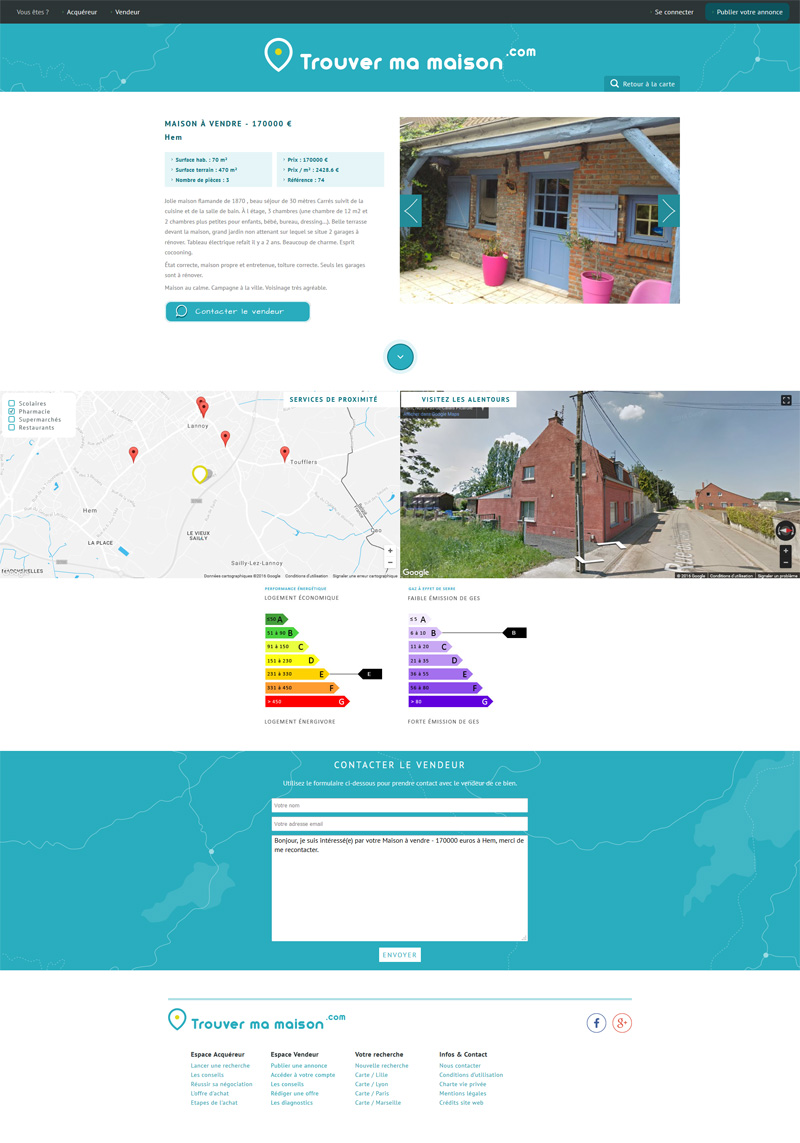 Géolocalisation d'annonces immobilières sur trouvermamaison.com