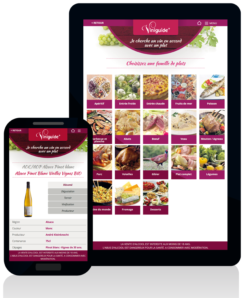 Création de web application Viniguide, optimisée pour tablettes et smartphones